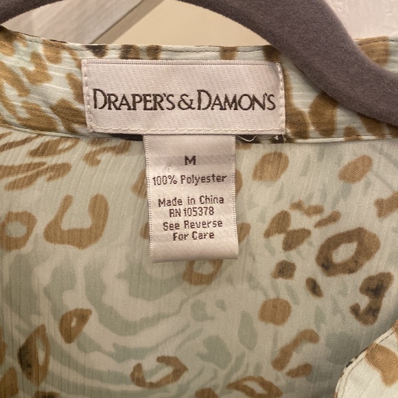 Drapers and Damon’s blouse green and brown animal print. Size medium - Picture 2 of 4